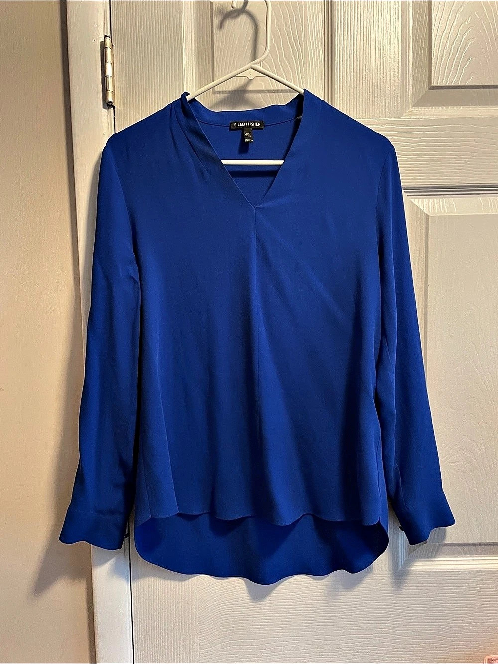 Eileen Fisher Silk Crepe V-Neck Tunic Blue XXS